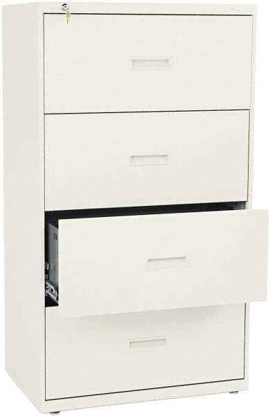 Basyx - 30" Wide x 53-1/4" High x 19-1/4" Deep, 4 Drawer Lateral File - Steel, Putty - Industrial Tool & Supply