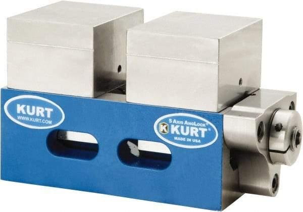 Kurt - 4" Jaw Width, 3-1/2" High x 8" Long x 4" Wide Vise - For Use with 5 Axis Workholding Systems - Industrial Tool & Supply