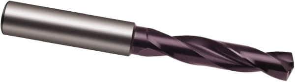 Guhring - 37/64" 140° Spiral Flute Solid Carbide Screw Machine Drill Bit - FIREX Finish, Right Hand Cut, 65mm Flute Length, 115mm OAL, SU Point, Straight Shank, Through Coolant - Industrial Tool & Supply