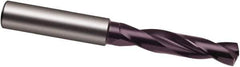 Guhring - 37/64" 140° Spiral Flute Solid Carbide Screw Machine Drill Bit - FIREX Finish, Right Hand Cut, 65mm Flute Length, 115mm OAL, SU Point, Straight Shank, Through Coolant - Industrial Tool & Supply