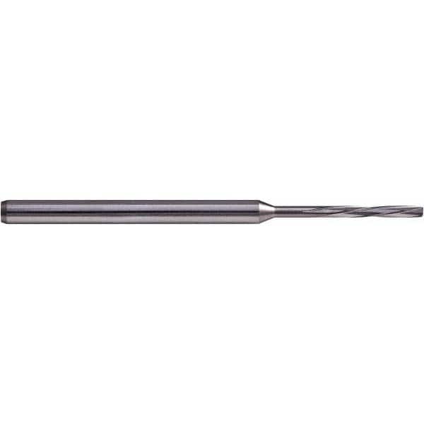 Chucking Reamer: 0.0528″ Dia, 1.9685″ OAL, 0.7087″ Flute Length, Straight Shank, Solid Carbide 4 Flute, RH