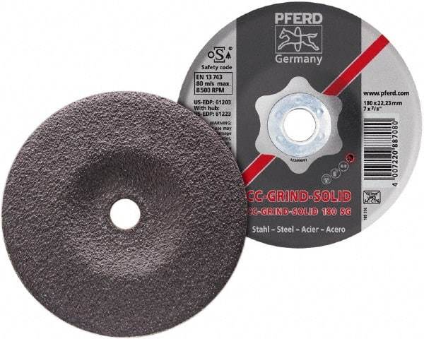 PFERD - 46 Grit, 7" Wheel Diam, Type 27 Depressed Center Wheel - Aluminum Oxide - Industrial Tool & Supply