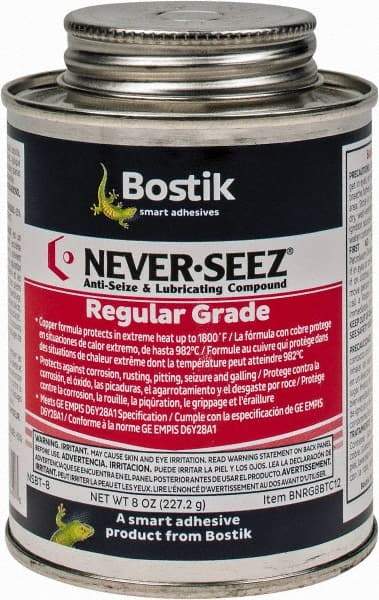 Bostik - 8 oz Can Extreme Pressure Anti-Seize Lubricant - Copper, -297 to 1,800°F, Silver Gray, Water Resistant - Industrial Tool & Supply