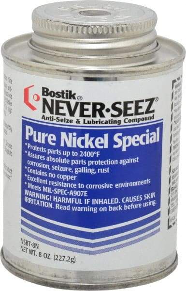 Bostik - 8 oz Can Extreme Pressure, High Temperature Anti-Seize Lubricant - Nickel, -297 to 2,400°F, Silver Colored, Water Resistant - Industrial Tool & Supply