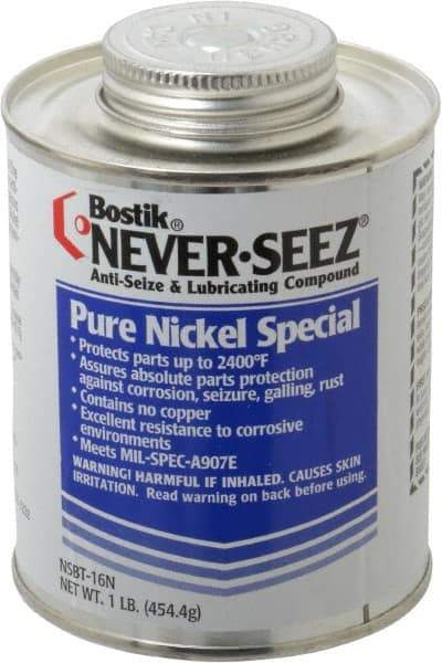 Bostik - 1 Lb Can Extreme Pressure, High Temperature Anti-Seize Lubricant - Nickel, -297 to 2,400°F, Silver Colored, Water Resistant - Industrial Tool & Supply