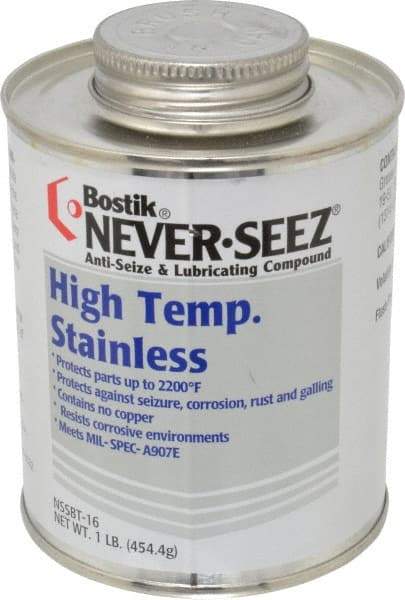 Bostik - 1 Lb Can High Temperature Anti-Seize Lubricant - Stainless Steel, -297 to 2,200°F, Silver Gray, Water Resistant - Industrial Tool & Supply