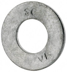 Value Collection - 3/8" Screw, Grade SAE 1035-1050 Steel Standard Flat Washer - 0.401" ID x 13/16" OD, 0.08" Thick, Galvanized Finish - Industrial Tool & Supply
