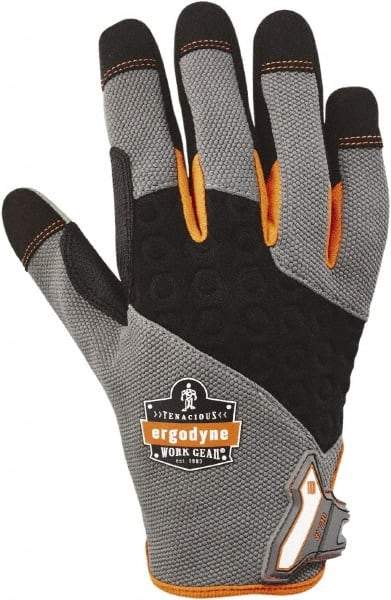 Ergodyne - Size L (9) Polyester Blend Work Gloves - For Mechanic's & Lifting, Uncoated, Hook & Loop Cuff, Full Fingered, Black/Gray, Paired - Industrial Tool & Supply