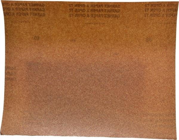 Norton - 80 Grit, Garnet Sanding Sheet - 11" Long x 9" Wide, Medium Grade, A Weighted Paper Backing - Industrial Tool & Supply