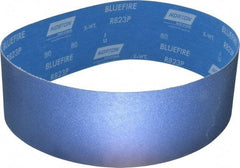 Norton - 4" Wide x 36" OAL, 80 Grit, Zirconia Alumina Abrasive Belt - Zirconia Alumina, Medium, Coated, X Weighted Cloth Backing, Series R823 - Industrial Tool & Supply