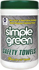 Simple Green - Pre-Moistened General Purpose Wipes - Center Pull, 12" x 10" Sheet Size - Industrial Tool & Supply