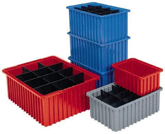 Akro-Mils - 1.66 Cu Ft, 50 Lb Load Capacity Red Polyethylene Dividable Container - Stacking, 22.4" Long x 17.4" Wide x 10" High - Industrial Tool & Supply