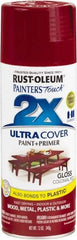 Rust-Oleum - Colonial Red, Gloss, Enamel Spray Paint - 8 to 12 Sq Ft per Can, 12 oz Container - Industrial Tool & Supply