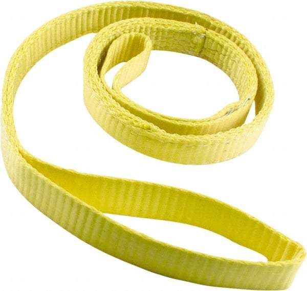 Erickson Manufacturing - 4' Long x 1" Wide, 2,400 Lb Vertical Capacity, 2 Ply, Polyester Web Sling - 1,920 Lb Choker Capacity, Yellow - Industrial Tool & Supply