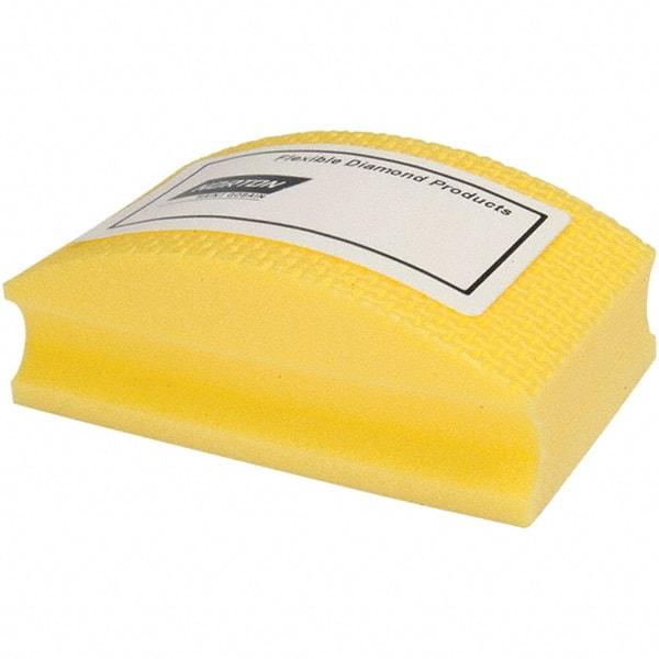 Norton - Super Fine Grade, 400 Grit, Diamond Hand Pad - Yellow, 2-1/8" Wide x 3-1/2" Long x 1-1/2" Thick, Nonwoven - Industrial Tool & Supply