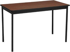 Barricks - 24" Long x 48" Wide x 30" High Stationary Utility Tables - 3/4" Thick, Walnut & Black, Wood Grain Laminate - Industrial Tool & Supply