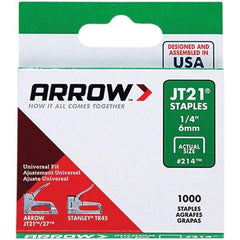 Arrow - 7/16" Wide Galvanized Steel Light-Duty Staples - 1/4" Leg Length - Industrial Tool & Supply