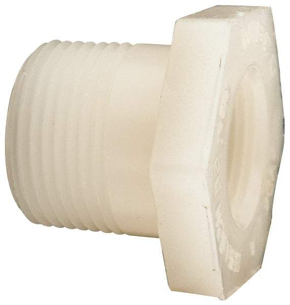 NIBCO - 1 x 3/4" PVDF Plastic Pipe Flush Threaded Reducer Bushing - Schedule 80, MIPT x FIPT End Connections - Industrial Tool & Supply