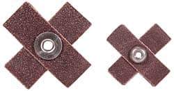 Norton - 120 Grit, Fine Grade, Aluminum Oxide Cross Pad - 1-1/2" Long x 1-1/2" Wide x 1/2" Thick, Cloth Backed, X Backing Weight, 8 Ply, 24,000 Max RPM - Industrial Tool & Supply