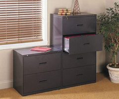 Hon - 42" Wide x 53-1/4" High x 19-1/4" Deep, 4 Drawer Lateral File with Lock - Steel, Light Gray - Industrial Tool & Supply
