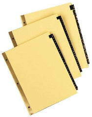 UNIVERSAL - 8-1/2 x 11" 1 to 31 Label, 31 Tabs, Single Side Gold Mylar Reinforced Binding Edge, Simulated Leather Prepinted Tab Dividers, Gold Print - Black/Gold Tabs, Buff Folder - Industrial Tool & Supply