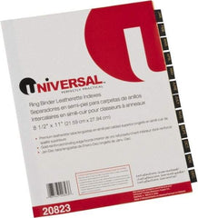 UNIVERSAL - 8-1/2 x 11" Jan to Dec Label, 12 Tabs, Single Side Gold Mylar Reinforced Binding Edge, Simulated Leather Prepinted Tab Dividers, Gold Print - Black/Gold Tabs, Buff Folder - Industrial Tool & Supply