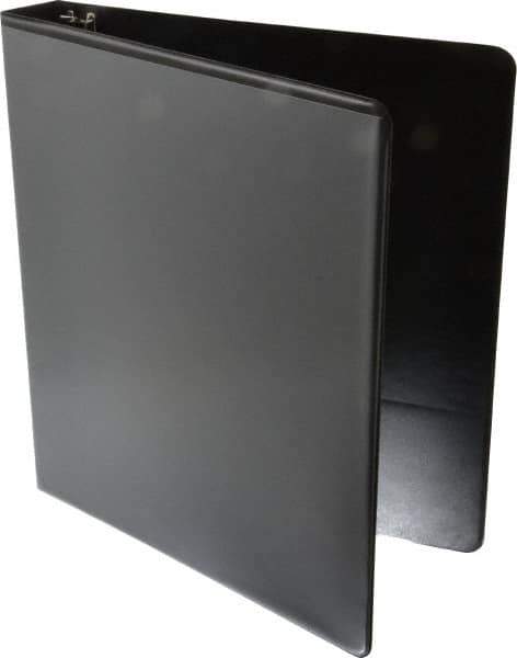 UNIVERSAL - 1" Sheet Capacity, 8-1/2 x 11", Deluxe Round Ring View Binder - Suede Grain Vinyl, Black - Industrial Tool & Supply