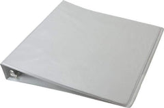 UNIVERSAL - 1" Sheet Capacity, 8-1/2 x 11", Deluxe Round Ring View Binder - Suede Grain Vinyl, White - Industrial Tool & Supply