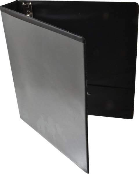 UNIVERSAL - 1-1/2" Sheet Capacity, 8-1/2 x 11", Deluxe Round Ring View Binder - Suede Grain Vinyl, Black - Industrial Tool & Supply