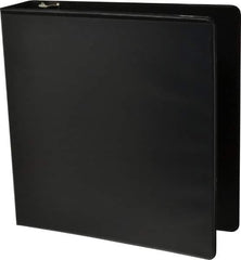 UNIVERSAL - 2" Sheet Capacity, 8-1/2 x 11", Deluxe Round Ring View Binder - Suede Grain Vinyl, Black - Industrial Tool & Supply