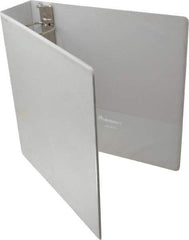 UNIVERSAL - 2" Sheet Capacity, 8-1/2 x 11", Deluxe Round Ring View Binder - Suede Grain Vinyl, White - Industrial Tool & Supply