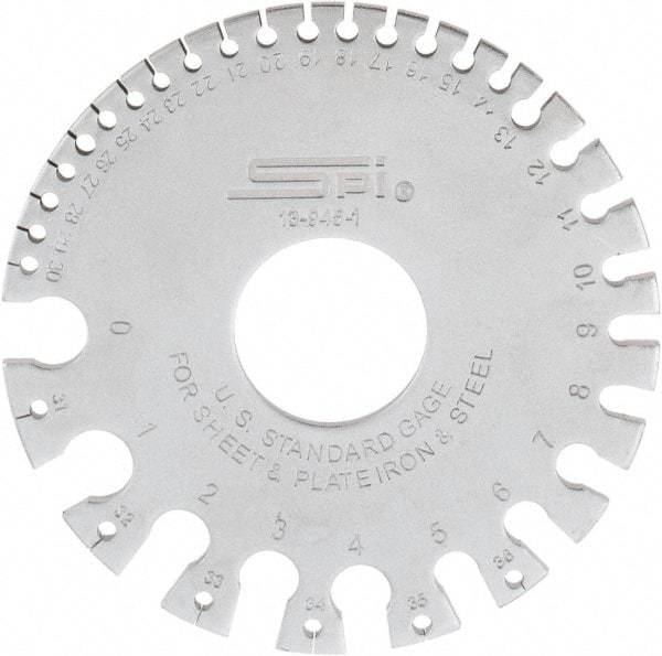 SPI - #36 Steel Wire and Sheet Metal Gage - Use with Uncoated Sheet and Plate Iron and Steel - Industrial Tool & Supply
