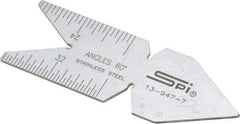SPI - 60° Angle, Chrome Coated Steel Center Gage - 1/32 to 1/14 Inch Graduation - Industrial Tool & Supply