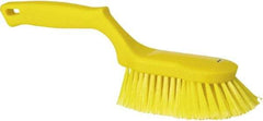 Vikan - 2" Bristle Length, Polyester Wash Brush - 5-13/16" Long x 5" Wide Head, 13-1/2" OAL, Yellow, Polypropylene Block - Industrial Tool & Supply