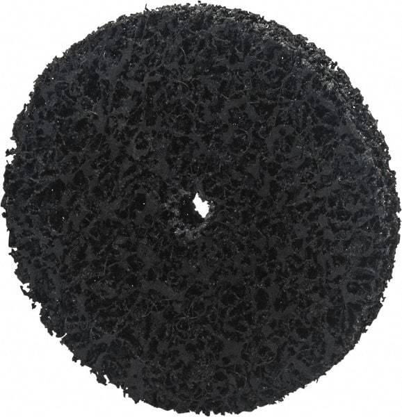 Norton - 3" Extra Coarse Grade Silicon Carbide Deburring Disc - 1/4" Center Hole, Arbor Connection, Black, 12,000 Max RPM - Industrial Tool & Supply
