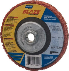 Norton - 7" Extra Coarse Grade Aluminum Oxide/Ceramic Deburring Disc - 5/8-11 Threaded Center Hole, Arbor Mount Connection, Orange, 8,000 Max RPM - Industrial Tool & Supply