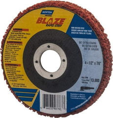 Norton - 7" Extra Coarse Grade Aluminum Oxide/Ceramic Deburring Disc - 7/8" Center Hole, Arbor Connection, Orange, 7,000 Max RPM - Industrial Tool & Supply