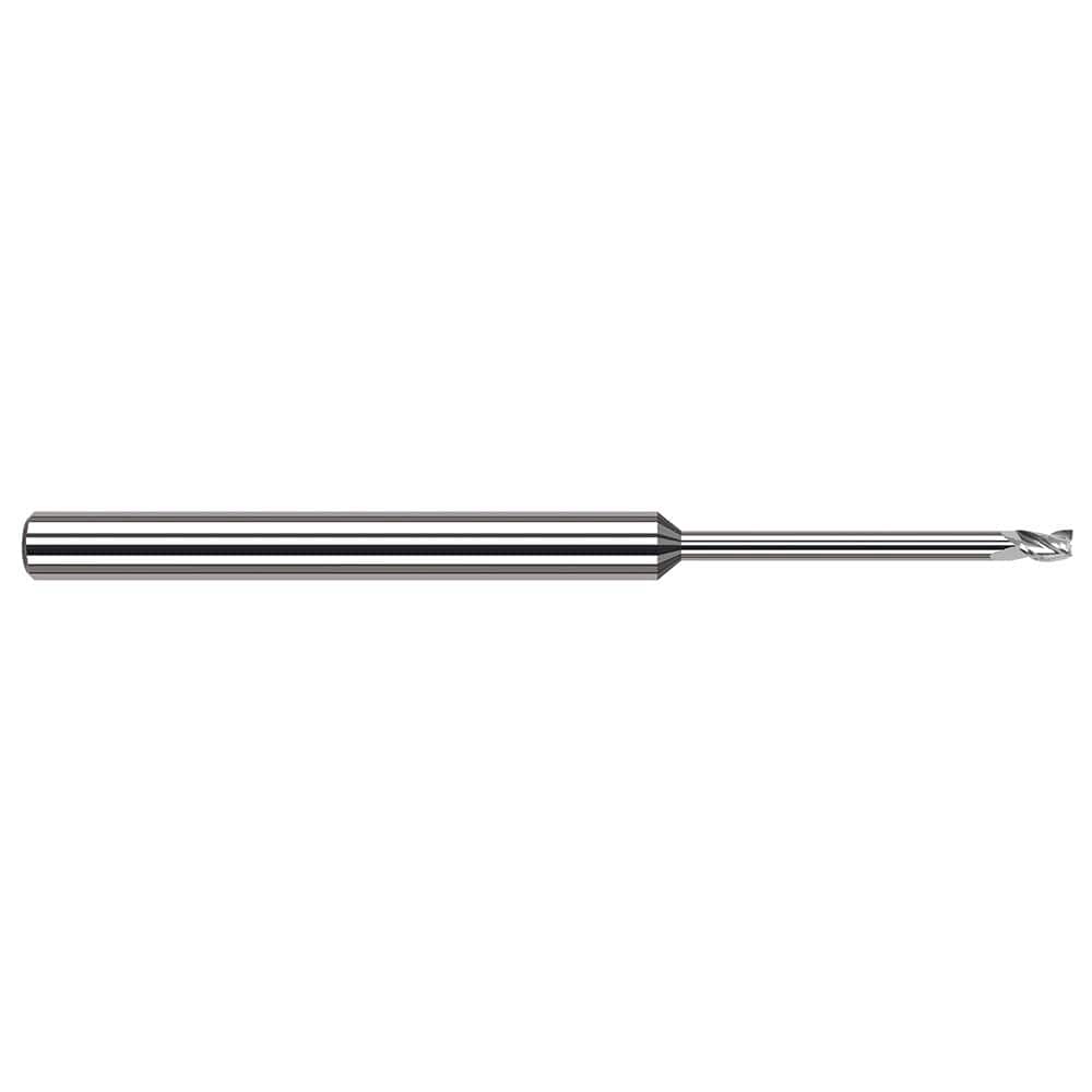 Square End Mill: 9/64'' Dia, 7/32'' LOC, 3/16'' Shank Dia, 4'' OAL, 3 Flutes, Solid Carbide Single End, Uncoated, 30 ° Helix, Centercutting, RH Cut, RH Flute