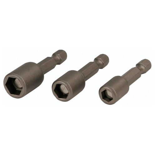Nut Setter 3 Piece Set 1/4, 5/16, 3/8 × 2.1″ OAL on 1/4″ Hex Drive - Industrial Tool & Supply