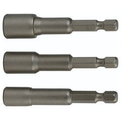 Nut Setter Magnetic 3 Piece Set 1/4, 5/16 & 3/8 × 4″ OAL on 1/4″ Hex Drive - Industrial Tool & Supply