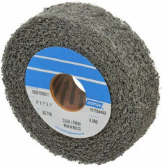 Norton - 4" Diam, 1" Face Width, 1" Center Hole, Fine Grade, Silicon Carbide Deburring Wheel - Convolute, Medium Density 4 Grade, 4,000 RPM - Industrial Tool & Supply