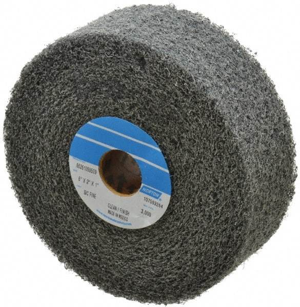 Norton - 6" Diam, 2" Face Width, 1" Center Hole, Fine Grade, Silicon Carbide Deburring Wheel - Convolute, Medium Density 4 Grade, 3,000 RPM - Industrial Tool & Supply