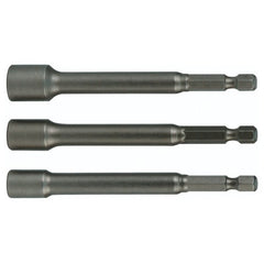 Nut Setter Magnetic 3 Piece Set 1/4, 5/16 & 3/8 × 6″ OAL on 1/4″ Hex Drive - Industrial Tool & Supply