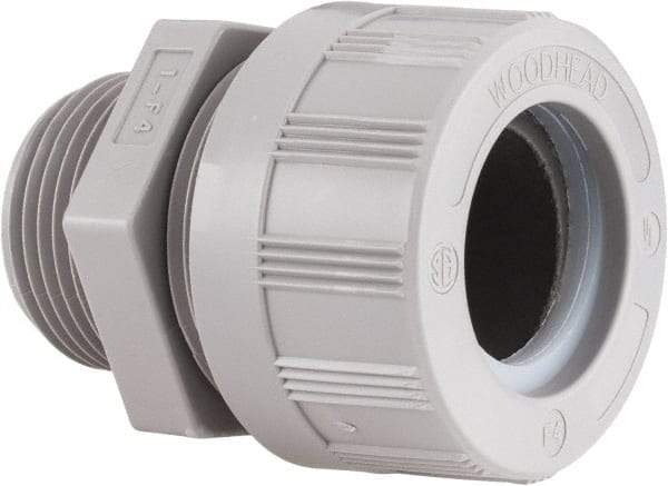 Woodhead Electrical - 20.62 to 23.8mm Capacity, Liquidtight, Straight Strain Relief Cord Grip - 1 NPT Thread, Nylon - Industrial Tool & Supply