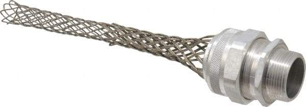 Woodhead Electrical - 25.4 to 28.58mm Capacity, Liquidtight, Straight Strain Relief Cord Grip - 1-1/4 NPT Thread, 12-1/4" Long, Aluminum - Industrial Tool & Supply