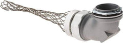Woodhead Electrical - Liquidtight, Elbow Strain Relief Cord Grip - 2 NPT Thread, 7-1/2" Long, Iron & Zinc-plated Steel - Industrial Tool & Supply