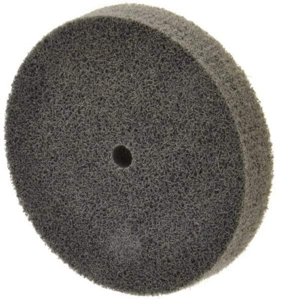 Norton - 3" Diam, 1/2" Face Width, 1/4" Center Hole, Fine Grade, Silicon Carbide Deburring Wheel - Unitized, Medium Density 4 Grade, 8,000 RPM - Industrial Tool & Supply