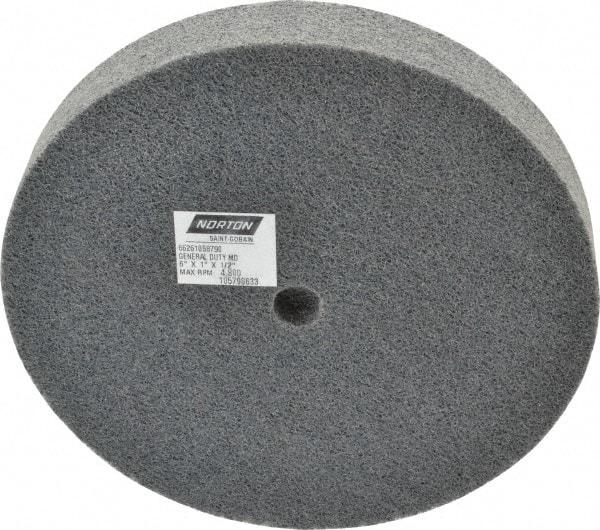 Norton - 6" Diam, 1" Face Width, 1/2" Center Hole, Fine Grade, Silicon Carbide Deburring Wheel - Unitized, Medium Density 4 Grade, 4,800 RPM - Industrial Tool & Supply