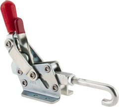 De-Sta-Co - 1,507 Lb Capacity, Horizontal, J Hook, Flanged Base, Carbon Steel Pull Action Latch Clamp - 3/4" Drawing Movement, 8.98" OAL, Straight Handle - Industrial Tool & Supply