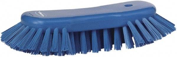 Vikan - 1.3" Bristle Length, Polyester Utility Scrub Brush - 7-3/4" Long x 3" Wide Head, 8" OAL, Blue, Polypropylene Block - Industrial Tool & Supply